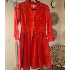 Moulinette Soeurs Red Flared Button Dress size 2